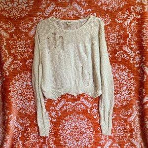 Daytrip Cropped Distressed Sweater